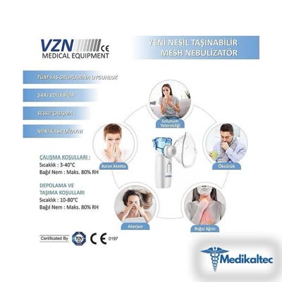 VZN Yeni Nesil Taşınabilir Mesh Nebülizatör (Model 9465)