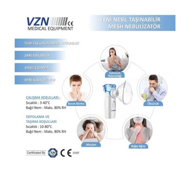VZN Yeni Nesil Taşınabilir Mesh Nebülizatör (Model 83275)